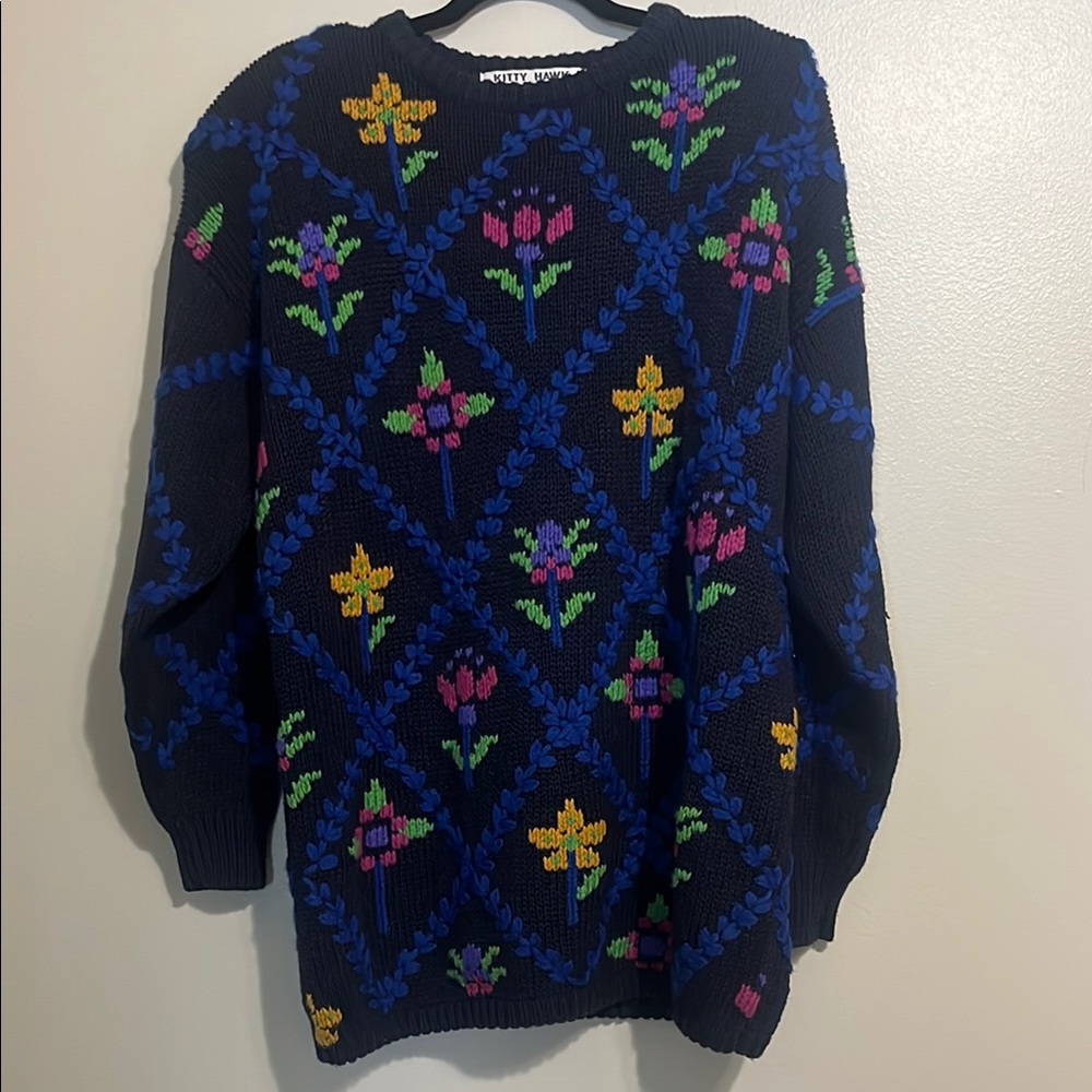 Colorful Floral Knit Sweater